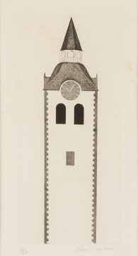 David Hockney (British, b.1937) "The Church Tower and the Clock (Fundevogel)"